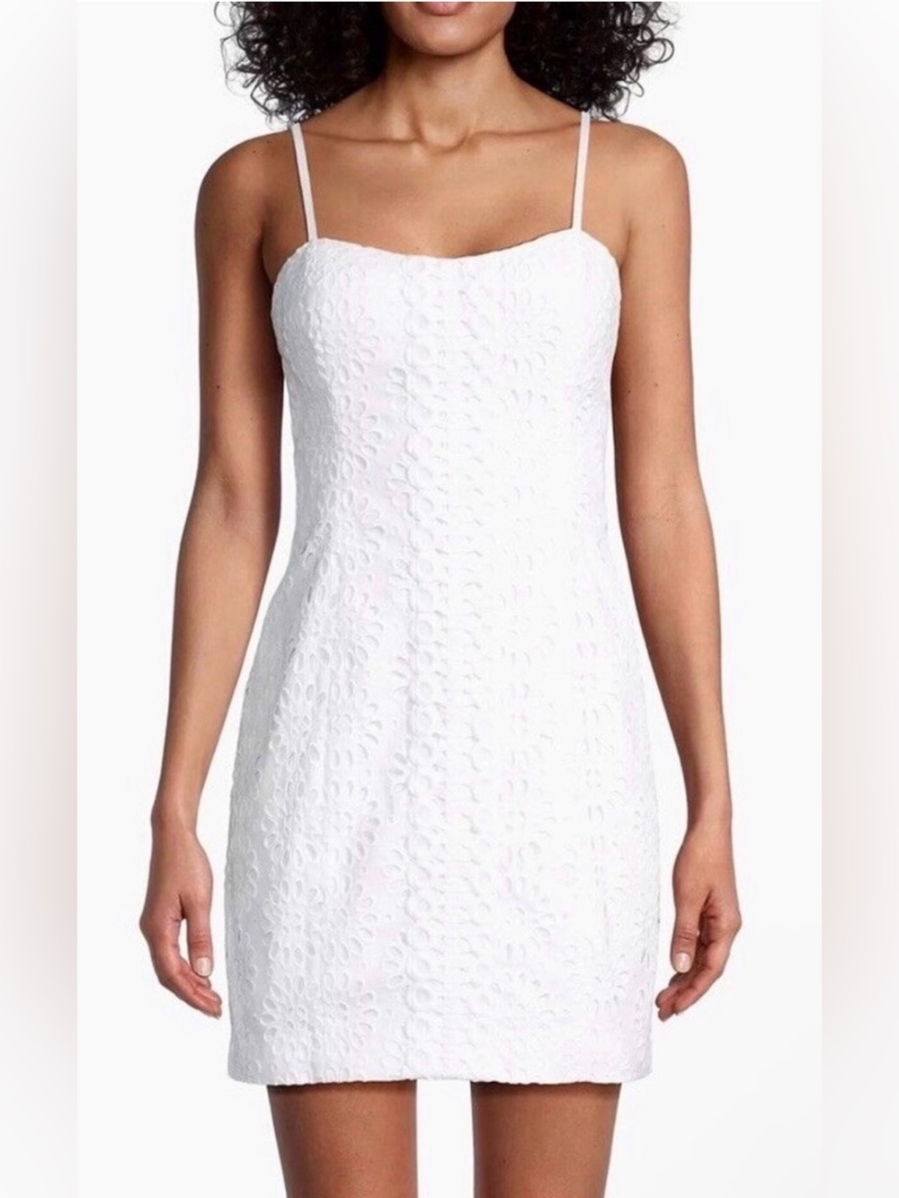 Lilly Pulitzer White Eyelet Embroidered Shift Dress Bow Back Resort Coastal Sz 2
